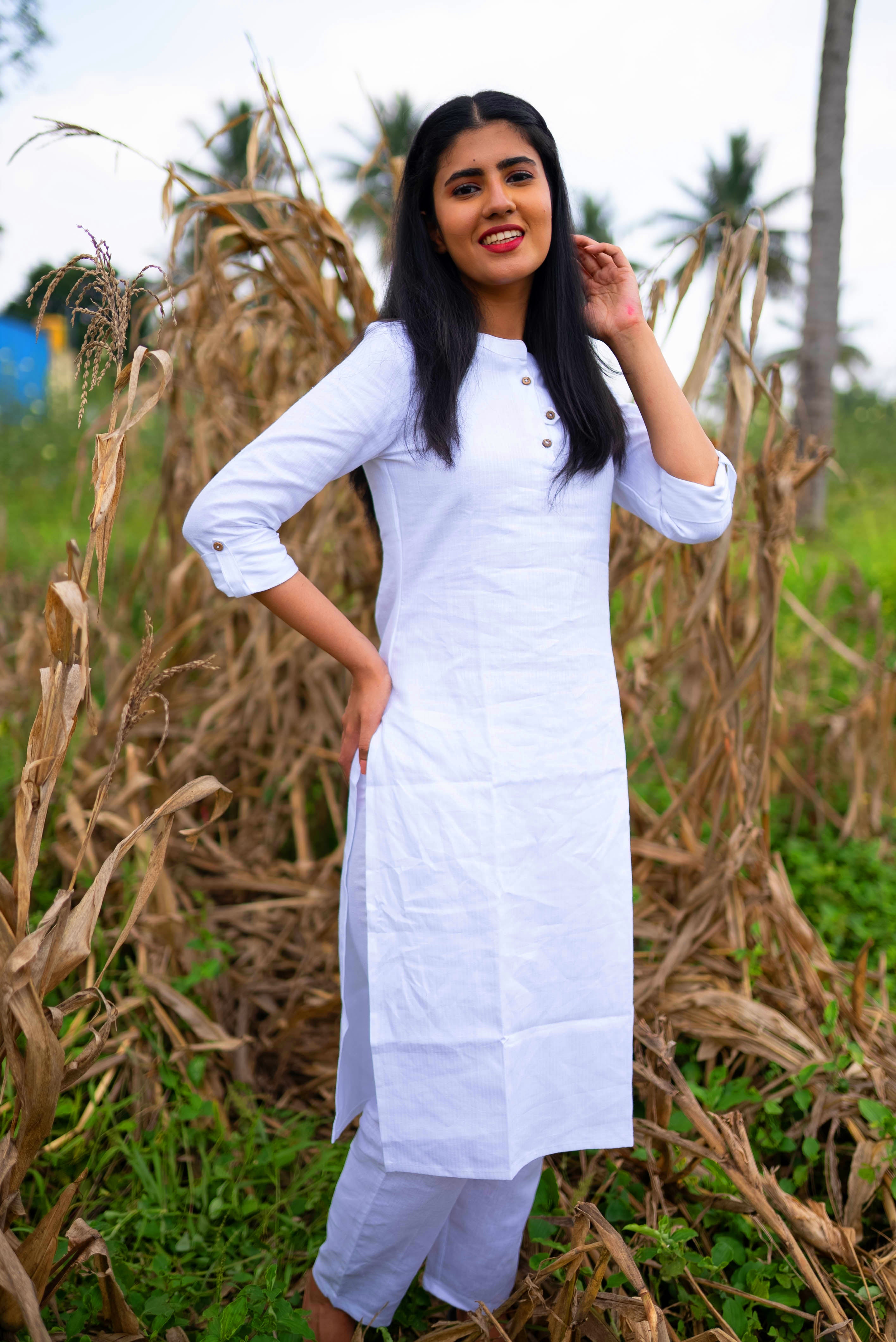 Leriya Fashion Women's Cotton Straight Printed Kurti with Pant for Young  Girl (White) (Small, White) : Amazon.in: Fashion